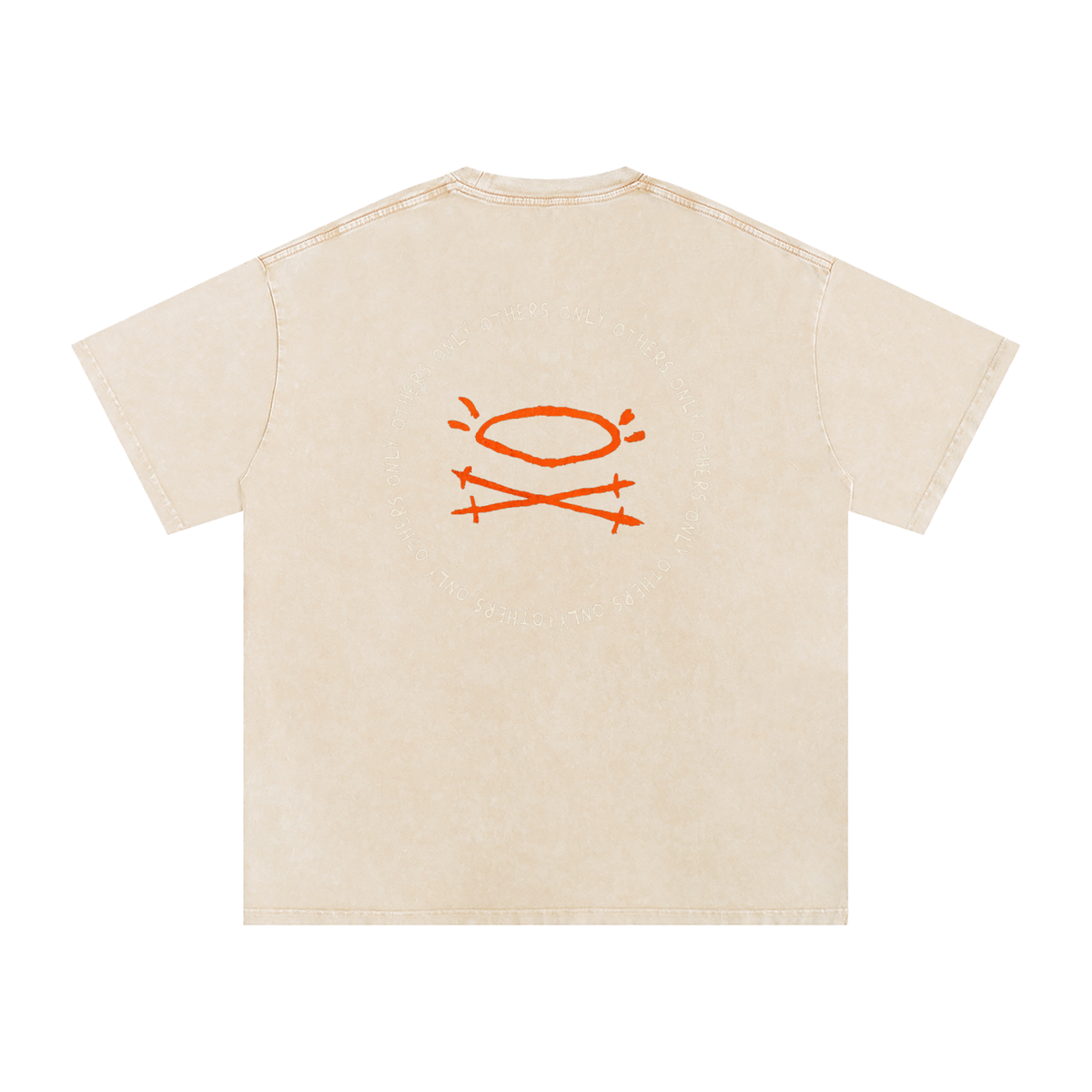 God Is Working on Me shirt — orange ME print